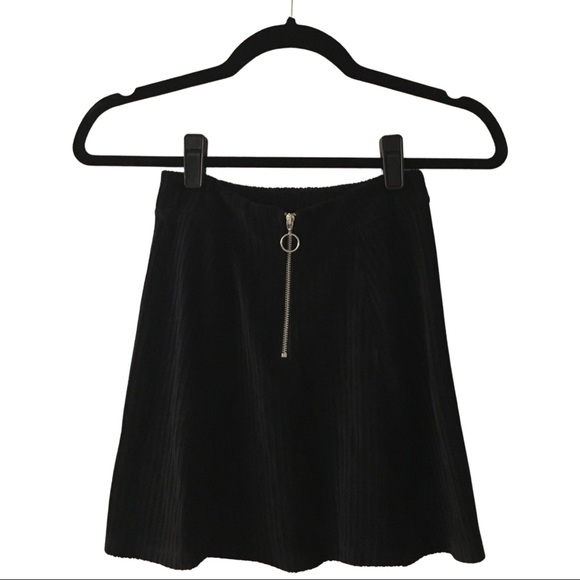 Pull&Bear Dresses & Skirts - Circle Zip Front Ribbed Corduroy Mini Skater Skirt
